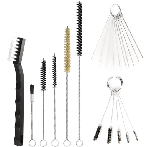 YUENTOEN 21Pcs Multi-Purpose Spray Gun Cleaning Kit, Nylon Brushes Paint Gun Cleaning Kit, Mini Brushes & Needles Metal Tube Cleaning Brush for Clean Tubes, Pipes Pick Nozzles