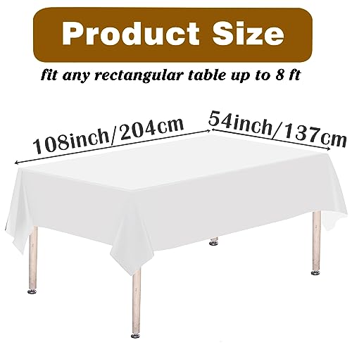 Image of Kopokita 2 Pack White Plastic Tablecloths Disposable 54 x 108 Inch