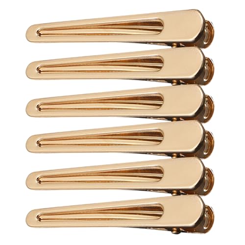 KINGWEDDING 6 Pcs 3 Inch Hollow Metal Spike Alligator Duck Bill Hair Clips Metallic Duckbill Hair Barrettes Chic Hair Clips for Styling Long Hair (Water Drop Gold)
