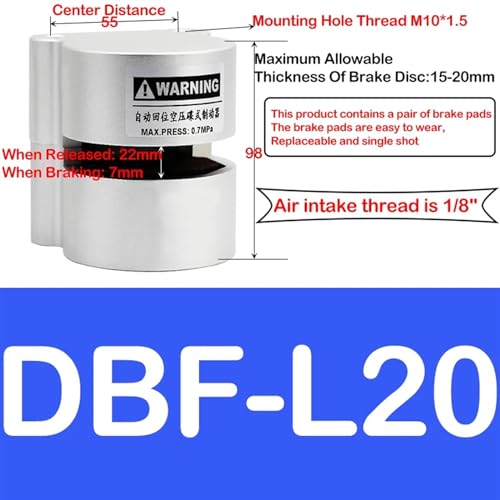 Frein papillon pneumatique DBF-L20 pour commande d'air de tour