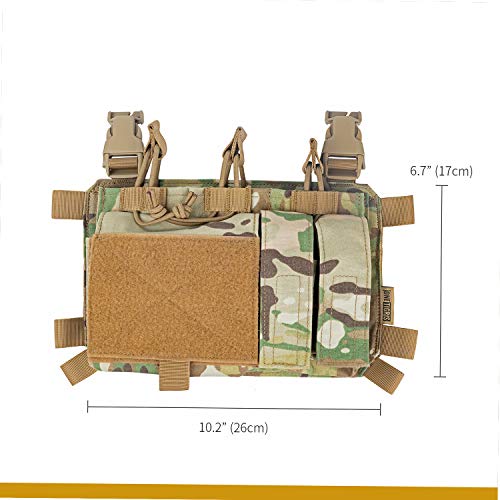 Onetigris Triple Mag Pouch With Utility Pouch Hook-And-Loop Tactical Placard 01 For Rifle Magazines & Pistol Magazines (Multicam) #TOP4