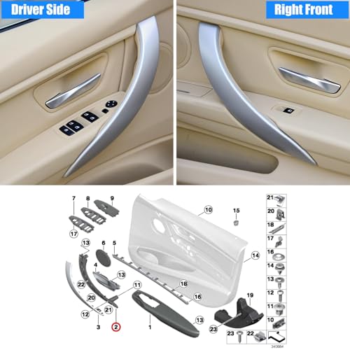 Image of Jaronx Compatible with BMW Door Handle Replacement 3 Series 4 Series, 2PCS Left Front Driver Side &Right Front Passenger Door Pull Handle for BMW 320i,328i,330i,335i F30 /F31 &428i,435i F32 /F36 (Beige)