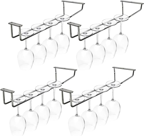 FWEEK 4 Stück Weinglas Halter Weinglashalter 35X11CM Weinglas Halterung Gläserhalterung Hängend Weinglas Schiene Weinglasregal Weinregal Glashalter mit Schrauben für die Bar & Küche