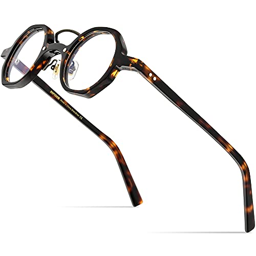 Image of HEPIDEM Acetate Glasses Frame Men,Round Optical Eyeglasses Women Vintage Retro Eyewear 9153