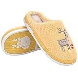 BaiMoJia Pantoffeln Damen Herren Hausschuhe Winter Warme Cartoon Schuhe Bequem Rutschfest Indoor Gelb 36/37 EU