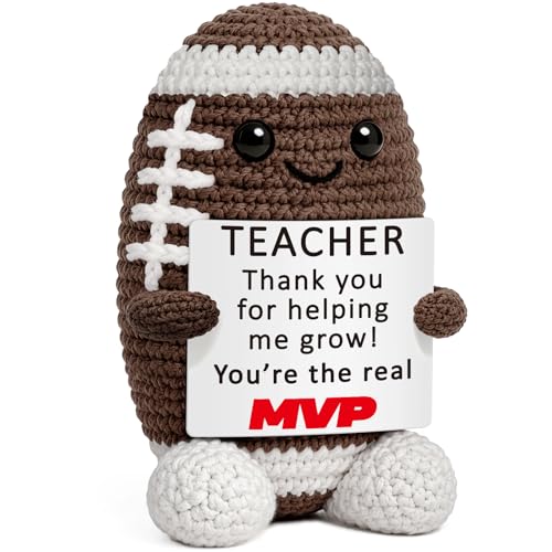 WELLBANEE Teacher Appreciation Gifts for Men, Thank You End of Year Graduation Back to School Present for Teachers Retirement for Man Women Mentor Football Handmade Crochet
