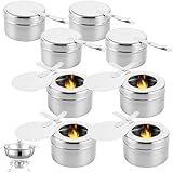 LOPYXBR 8 Stück Brennpastenbehälter Edelstahl, Brennpastenbehälter mit Deckel, Fondue Brenner, Brennpaste Behälter für Buffet, Hot Pot, Dry Pot Cuisine, Camping, Wandern, Outdoor