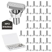 EXLECO 30 x Hammerkopfschrauben M10x30mm Edelstahl Hammerkopf Schrauben T Nut Bolzen mit Kunststoffbox Edelstahlschraube Befestigung mit Flanschmuttern für T Nut Schiene Gewächshaus Profilschienen