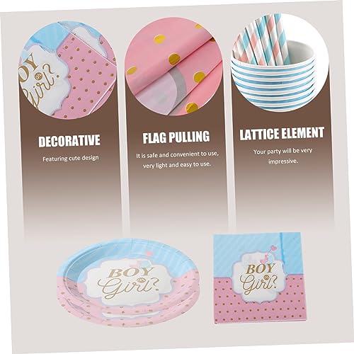 ULDIGI 1 Conjunto De Decoração De Festa Terno Revelação De Gênero Para Meninos Pratos De Bebê Decora