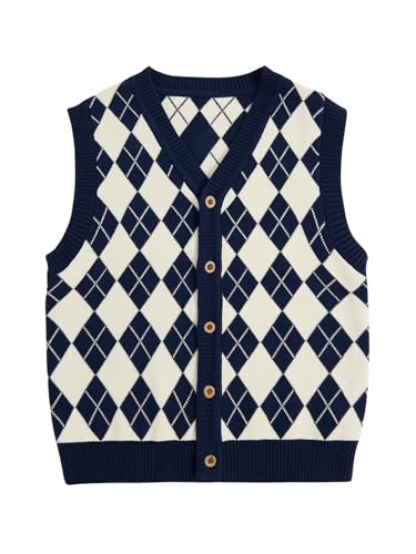 Verdusa Boy's Argyle Print Sweater Vest