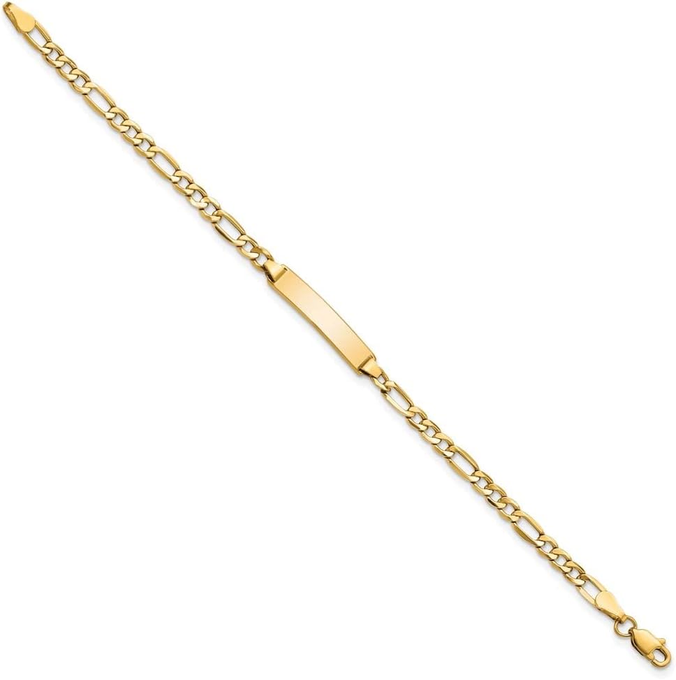 14k Yellow Gold Semi-Solid Figaro Link ID Bracelet 6'