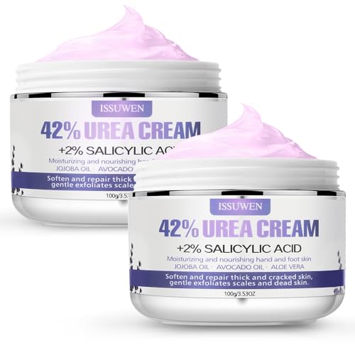 2 Packs Urea Cream 42% Plus Salicylic Acid 2%, 7.06Oz Lavender Foot Cream for Dry Cracked Heels Treatment Knees Elbows Hands Repair Treatment, Callus Remover for Feet, Foot Lotion for Dry Cracked Feet