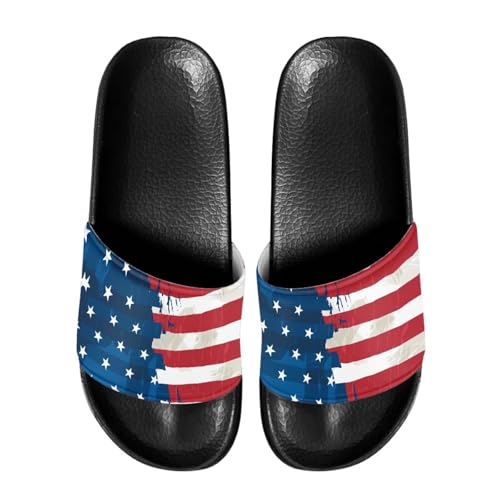 Shower Slide Shoes for Men Home Sandal Bath Slipper Non-Slip Indoor House Pool College Dorm Black Sole