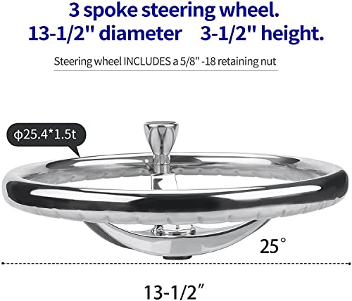image for Hoffen Stainless Steel 3 Spoke Steering Wheel 13 1/2