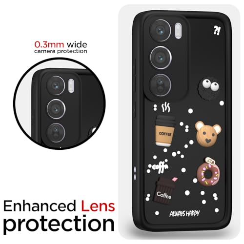 Image of Pikkme Back Cover for Oppo Reno 12 Pro 5G | Cute Fun Cartoon 3D Bear Silicone Full Body Protection Bumper Cover (Black)