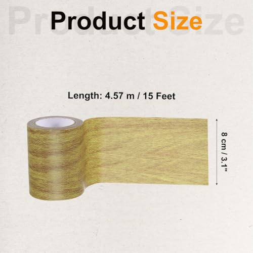 Image of PATIKIL Wood Grain Tape 3.15 inch x 15 Ft, Self-Adhesive Wood Texture Repair Tape Realistic Wooden Effect Patch for Furniture Cabinets Floor Walls,Brown Oak