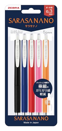 Amazon.co.jp: ゼブラ ジェルボールペン サラサナノ 0.3mm 5色