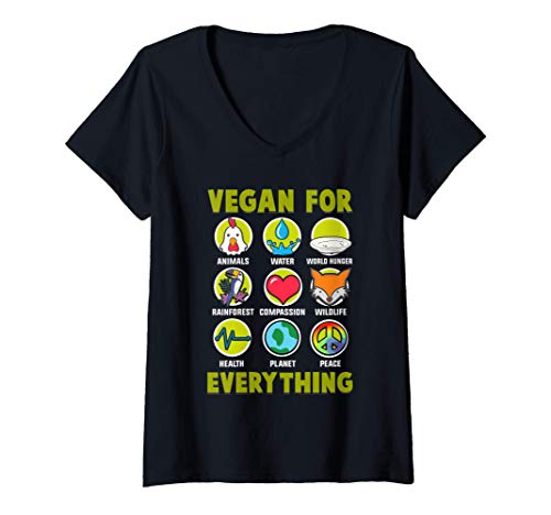 Femme Vegan For Everything Proud Vegan T-Shirt avec Col en V