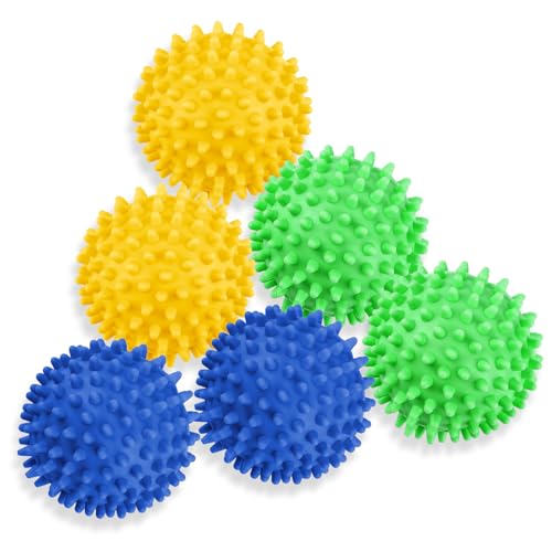 6 Pack Laundry Balls for Dryer, Dryer Balls Laundry Reusable, Dryer Ball Plastic Pellet Packs for Fabric Soften, Reduce Wrinkle and Less Static Cling-Mix