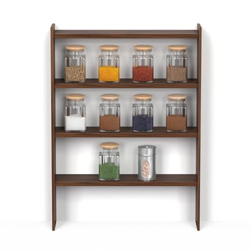 Image of BLUEWUD Yobeo 4 Tier Engineering Wood Spice Masala Rack Shelf Stand Organizer /Spice Bottle Display Rack & Cup Stand for Home & Kitchen, DIY (Do it Yourself), (Brown Maple, 36.1 X 10 X 50 Cm)