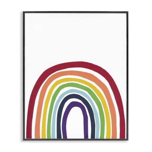 'Whimsical Asymmetrical Rainbow Stripes Modern'| Framed Giclee Art