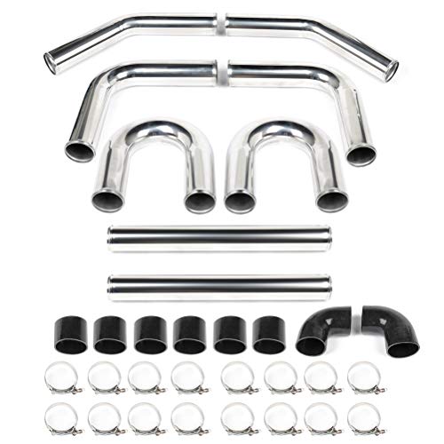 3 Inch Universal Aluminum Intercooler Piping U-Pipe Kit with Coupler Black and T-Clamps ,8pcs