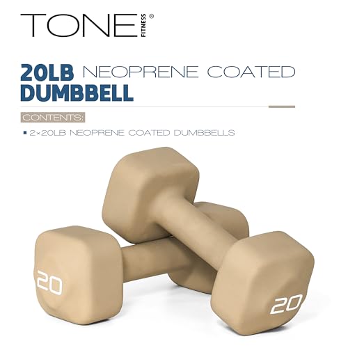 Tone Fitness Neoprene Dumbbell Weight Pairs with Anti-Roll Square Head | Multiple Options