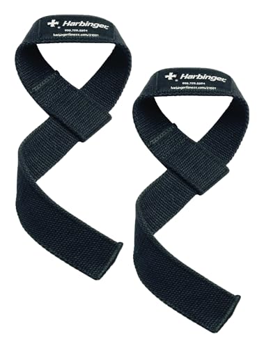 Harbinger Heavy Cotton Lifting Straps (Pair), Black, 20 1/2