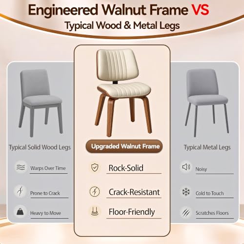 Image of Dining Chairs, Mid Century Modern Chairs for Kitchen, Set of 6, Beige