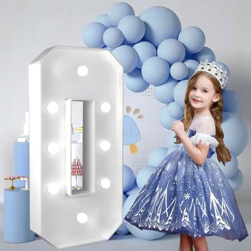Chapiteau lumineux de 0 à 9 avec lumières blanches et cadre carton 91 cm