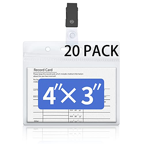 20 pack id card holder with clips, 4 x 3 inches badge holders, pl…