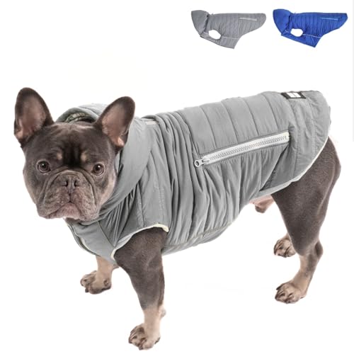 PAW WOW IMMI Hundejacke | Hundemantel | Jacke für kleine, mittelgroße und große Hunde für kalte Tage (Grau, L)