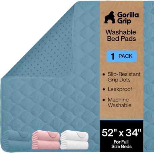 Image of GORILLA GRIP Washable Reusable Underpads, 34X52, Blue