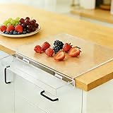 Acrylic Cutting Board with Waste container and Counter Lip,17 x13 Inch,Clear cutting board for countertop with lip,Non-Slip Acrylic countertop cutting board,Apartment Essentials Kitchen Decor Gifts