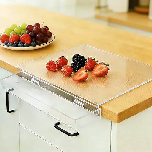 Acrylic Cutting Board with Waste container and Counter Lip,17 x13