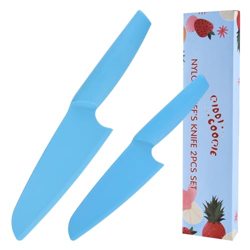 kiddi cookie Nylon Knife for Nonstick Pans, 2 pcs Kitchen Knife Safe for Kids, Nonstick Knife Resistant to high temperatures up to 460 degrees Fahrenheit, Blue