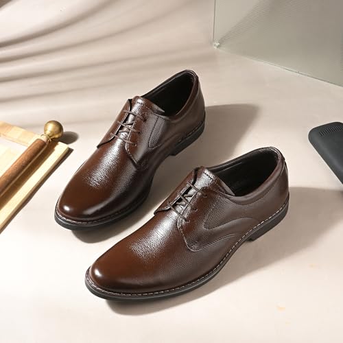 Image of Blue Leather by Centrino Genuine Leather Mens Shoe | Oxford Formal Shoes | Durable Leather with Anti-Skid Sole | Classic Derby Lace-Up Dress Shoes | Office Business Footwear (4086)