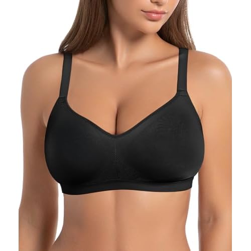 SHAPERX Women's Underarm Smoothing Seamless T-Shirt Bra Wireless Lightly Lined for All Day Comfort