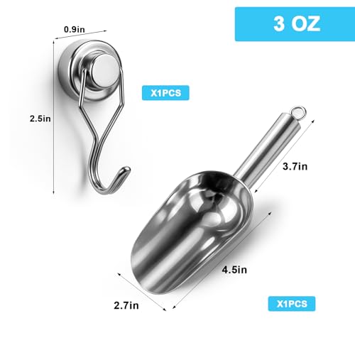 Stainless Steel Ice Scoop for Freezer with Magnetic Hook - Ice Scoop for GE Profile Opal 2.0 Nugget Ice Maker, for Kitchen Bar Party Accessories (3OZ)