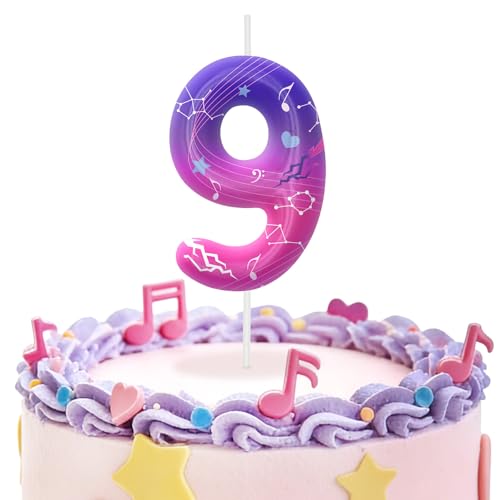 Image of Pink Purple Number 9 Birthday Candles, Cartoon Themed Cupcake Toppers for Boys Girls Cake Decorations, Cake Toppers, Birthday Decorations Party Supplies, Number Candles for Party Decor