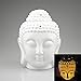 Price comparison product image EVERGD Ceramic Buddha Head Statue Hollow Aromatherapy Furnace Oil Burner for Yoga or Meditation Room 5.9X3.93(IN) (White)
