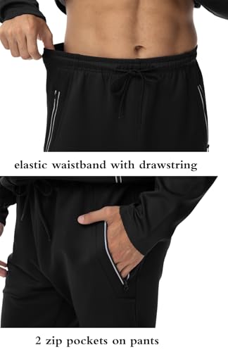 YSENTO Men's Tracksuits Outfits 2 Pieces Jogger Sets Jogging Track Sweat Suits Workout Warm Up Sweatsuit Black M - Thumbnail 7