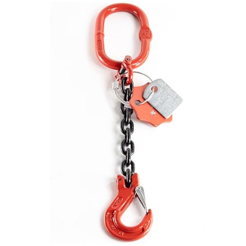 Alfa Logistik Élingue à Chaîne 1 Brin 6mm x 1m - Chaîne de Levage Robuste Qualité 8 avec Crochet à Chape - Élingue de Levage pour Grues et Charges Lourdes