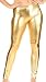 Sakkas MILiquid111 Footless Liquid Wet Look Shiny Metallic Stretch Leggings - Gold / Medium