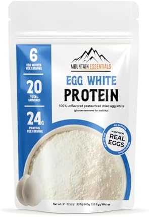 Egg White Protein Crystal Powder- 24g Protein- Single Ingredient-Unflavored 100% Pure Pasteurized Dried Egg Whites- Great for Shakes, Smoothies & Baking- Gluten Free, 21.12oz(20 Servings), Made in USA