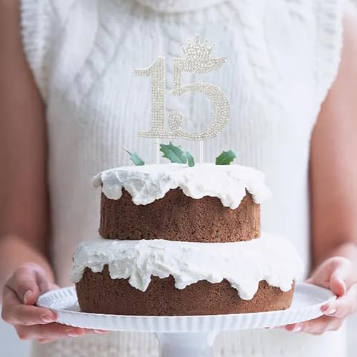 Decoración para tarta de cumpleaños 15 con brillantes diamantes de imitación de cristal 3