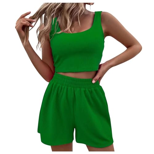 Ensemble short d'été sans manches haut court et short taille haute pour femmes 42#Z