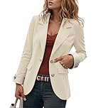 Ladies Blazer Jackets Jackets - Casual Open Front Business Suit Jacket Long Sleeve Button Work Summer Lightweight (Beige S)