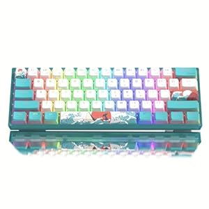 60% Percent Keyboard, WK61 Mechanical RGB Wired Gaming Keyboard, Hot-Swappable Keyboard with Blue Sea PBT Keycaps for Windows PC Gamers – Linear Red Switch