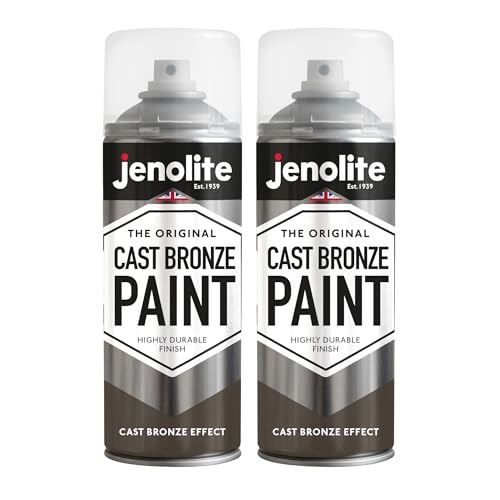 JENOLITE Cast Bronze Spray Paint, 2 x 400 ml, Textured Cast Bronze Effect Paint, Realistic Bronze Paint, Multi-Surface Spray Paint, Perfect for DIY Projects,